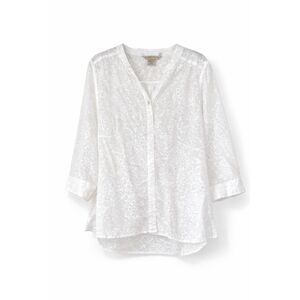 ExOfficio White Sheer Floral Button Front Blouse Womens Size XL Lightweight Top